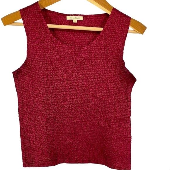 Tania Nardi Textured Waffle Tank Top – Deep Wine Red - Picture 1 of 8
